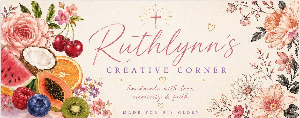 Ruthlynn's Creative Corner floral design with fruit, flowers and a cross